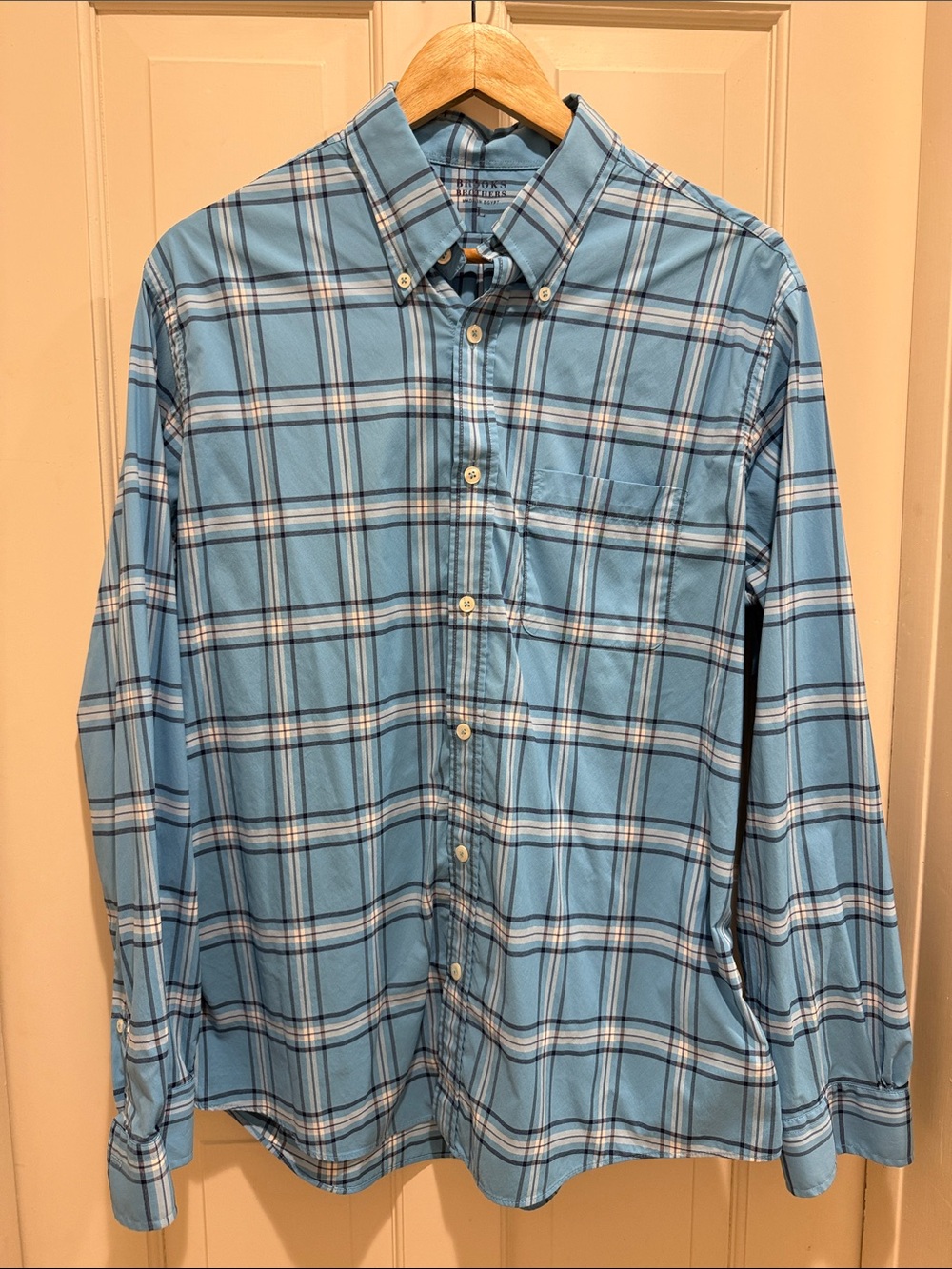 Brooks Brothers Light Blue Men’s Plaid Button-Down Shirt Size L